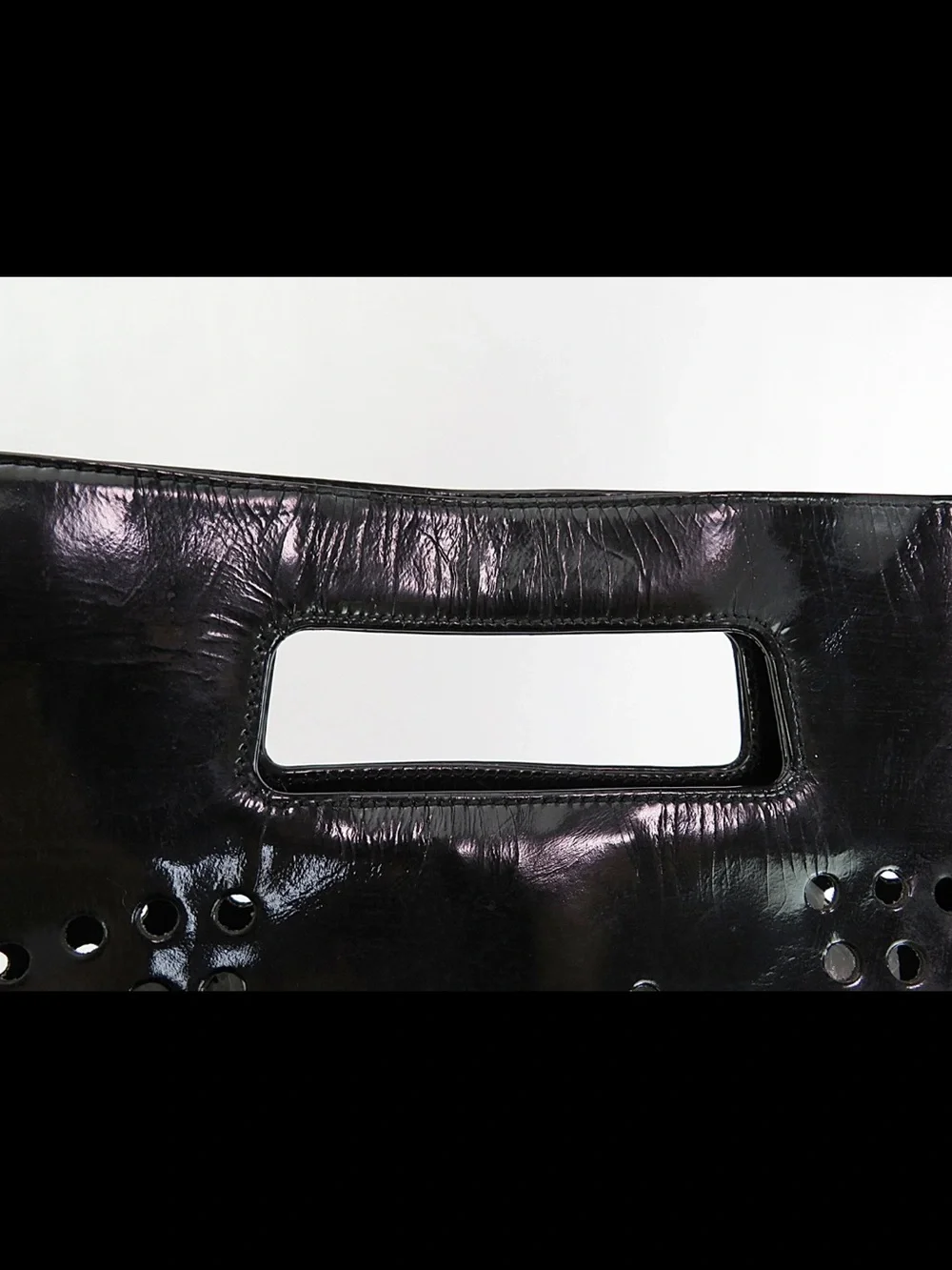 CHANEL Black Patent Stud-Embellished Tote with Matching Pouch